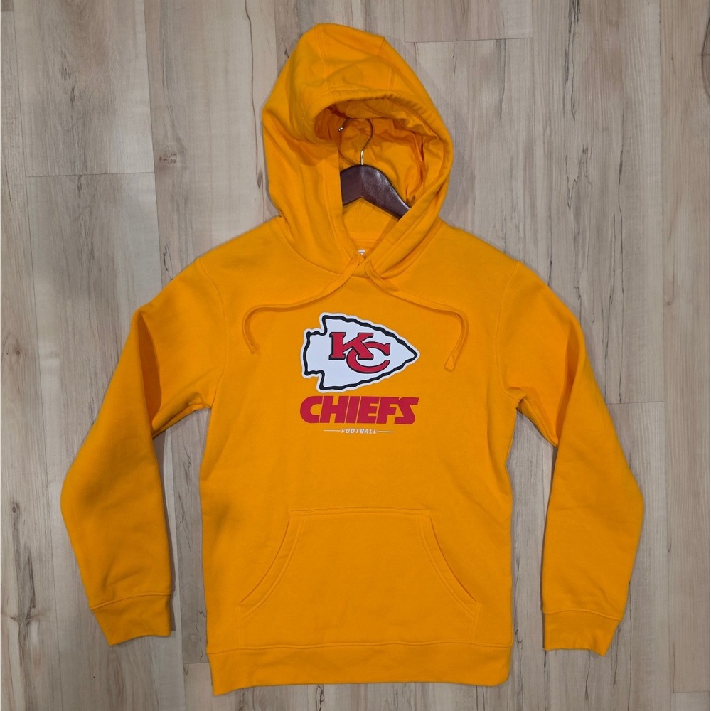 Kansas City Chiefs Fanatics Mens Small Gold Football Pullover Hoodie Sweatshirt